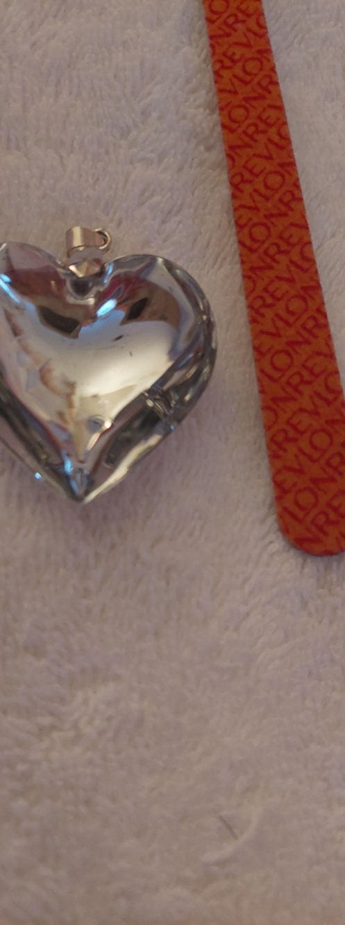 Silver Heart Locket Pendant with Orange Patterned Band